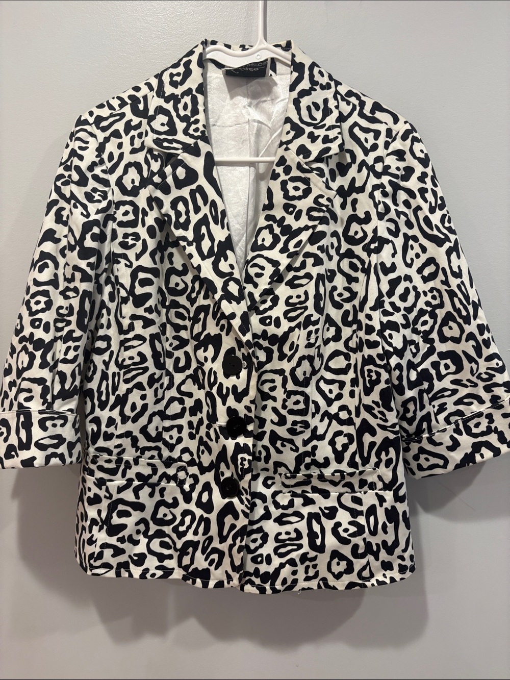 Linea by Louis Dell'Olio Black and White Animal Print Blazer ptp 20